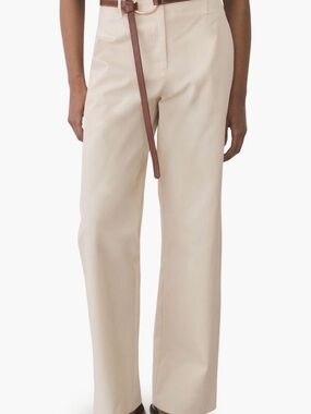 MANGO Straight Leg Cotton Pants – Ecru – Size US 2 / EUR 34